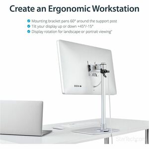 StarTech.com Base de Soporte para un Monitor - Soporte VESA Ajustable - Plata - (ARMPIVSTND) - Hasta 86.4cm (34") para pan