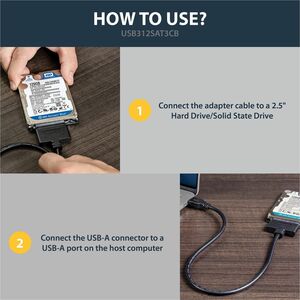 StarTech.com USB 3.1 (10Gbps) Adapter Cable for 2.5" SATA SSD/HDD Drives - Connect a 2.5" SATA SSD/HDD to your computer us