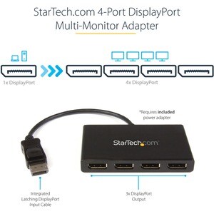 StarTech.com 4-Port Multi Monitor Adapter - DisplayPort 1.2 MST Hub - 4x 1080p - DisplayPort Video Splitter for Extended D