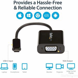 StarTech.com USB-C to VGA Adapter - Thunderbolt 3 Compatible - USB C Adapter - USB Type C to VGA Dongle Converter - Connec