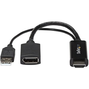 StarTech.com 4K 30Hz HDMI to DisplayPort Video Adapter w/ USB Power - 6 in - HDMI 1.4 (Male) to DP 1.2 (Female) Active Mon