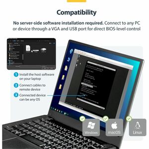 StarTech.com Laptop to Server KVM Console, Rugged USB Crash Cart Adapter with File Transfer and Video Capture, TAA - Turn 