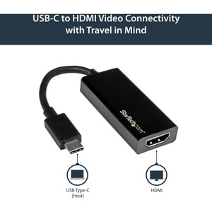 StarTech.com - USB-C to HDMI Adapter - 4K 30Hz - Black - USB Type-C to HDMI Adapter - USB 3.1 - Thunderbolt 3 Compatible -