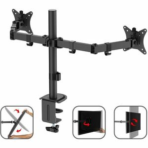SIIG Dual Monitor Articulating Desk Mount - Fits 13" to 32" monitors - Max Load 19.8 lbs each - VESA Plate 75x75/100x100mm