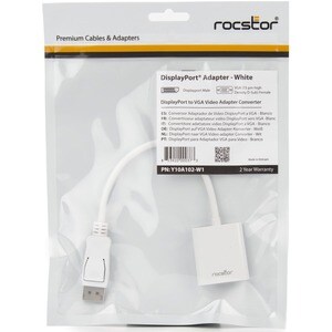 Rocstor DisplayPort to VGA Video Adapter Converter - Cable Length: 5.9" - 5.90" DisplayPort/VGA Video Cable for Desktop Co