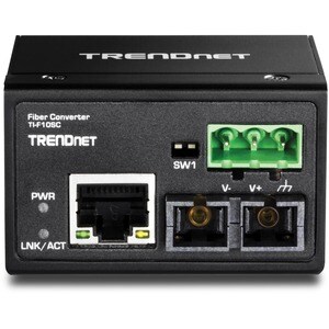TRENDnet Hardened Industrial 100Base-FX Multi-Mode SC Fiber Converter; (2km; 1.2 Miles); IP40 Rated Housing; TI-F10SC - Ha