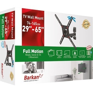 Barkan Full-Motion Wall Mount for TV - Black - 1 Display(s) Supported - 29" to 65" Screen Support - 88 lb Load Capacity - 