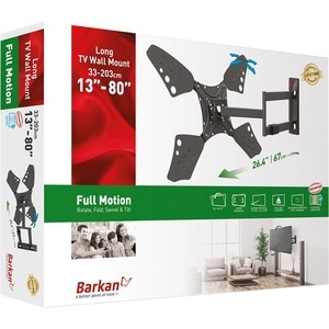 Barkan Full-Motion 3400L Wall Mount for TV - Black - 1 Display(s) Supported - 13" to 80" Screen Support - 110 lb Load Capa