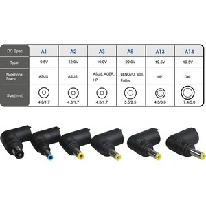 SIIG Ultra-Compact Universal Laptop Power Adapter - 45W - 45 W - 120 V AC, 230 V AC Input - 5 V DC/2 A, 9.5 V DC, 12 V DC,