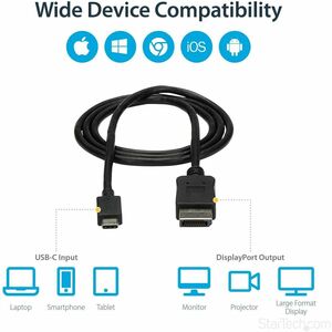 StarTech.com 3ft/1m USB C to DisplayPort 1.2 Cable 4K 60Hz - USB Type-C to DP Video Adapter Monitor Cable HBR2 - TB3 Compa