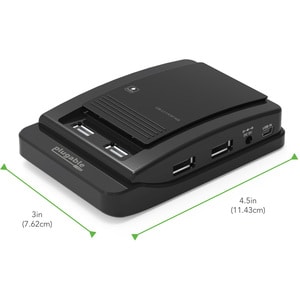 Plugable USB 2.0 7-Port High Speed Hub with 15W Power Adapter - with 15W Power Adapter
