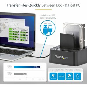 StarTech.com Standalone Hard Drive Duplicator, External Dual Bay HDD/SSD Cloner/Copier, USB 3.1 to SATA Drive Docking Stat