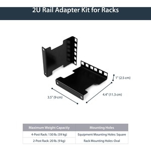 StarTech 2U Server Rack Depth Extender Adapter Kit - Recess or Extend 4" - TAA Complaint - RDA adapter adjusts mounting de