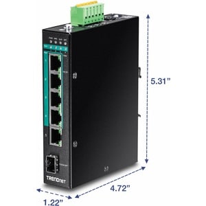 TRENDnet 6-Port Hardened Industrial Gigabit Poe+ Layer 2 Managed DIN-Rail Switch, 4 x Gigabit PoE+ 802.3at Ports, 1 x Giga