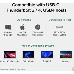 Plugable USB-C Triple Display Docking Station with Charging Support Power Delivery for Specific Windows USB Type-C and Thu