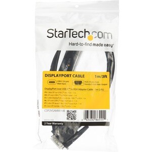 StarTech.com 3ft/1m USB C to VGA Cable - 1920x1200/1080p USB Type C DP Alt Mode to VGA Video Monitor Adapter Cable -Works 