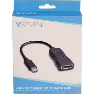 V7 V7UCDP-BLK-1E A/V Adapter - USB Type C Male - DisplayPort Digital Audio/Video Female - Black