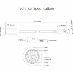 StarTech.com DP2MDPMF6IN. Kabellänge: 0,152 m, Anschluss 1: Mini DisplayPort, Anschluss 2: DisplayPort. Compliance certifi