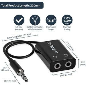 StarTech.com 20,07 cm Klinke Audiokabel - 1 - Cable for Kopfhörer, Lautsprecher, Tablet-PC, Notebook, iPhone, iPod, iPad, 