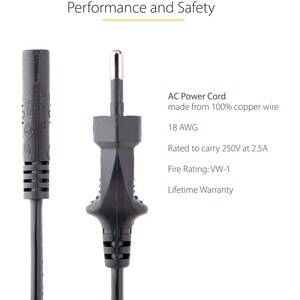 StarTech.com PXTNB2SEU1M Standard-Stromkabel - 1 m - Europa - für Notebook - IEC 60320 C7 / CEE 7/16 - 0.75mm2 Breite - 25