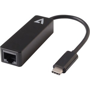 V7 V7UCRJ45-BLK-1E Gigabit Ethernet Card for Notebook, Computer - 10/100/1000Base-T - Desktop - Black - USB Type C - 8 Gbi