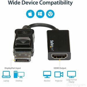 StarTech.com DisplayPort to HDMI Adapter, 4K 60Hz Active DP 1.4 to HDMI 2.0 Video Converter for Monitor/Display, Latching 