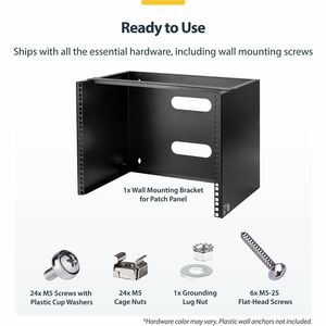 StarTech.com Wandmontage Halterung für flache Rack Geräte - 8HE - bis zu 35 cm (13,75 Zoll) tiefe Geräte - Stahl - 36,38 k