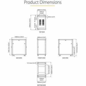 StarTech.com 4-Post 22U Server Rack Cabinet, 19" Data Rack Cabinet for Computer / IT Equipment, Home Network Rack, Half He