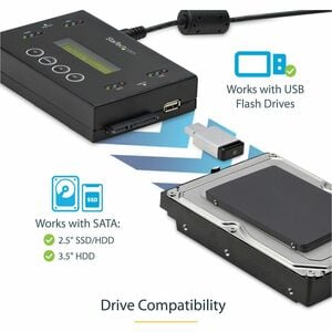 StarTech.com Hard Drive and USB Thumb Drive Duplicator/Eraser, USB Flash and SATA HDD/SSD Disk Cloner/Copier and Wiper, To