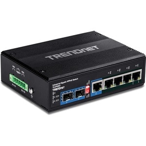 TRENDnet 6-Port Hardened Industrial Gigabit 10/100/1000 Mbps Ultra PoE DIN-Rail Switch; UPoE; IP30; DIN-Rail & Wall Mounts