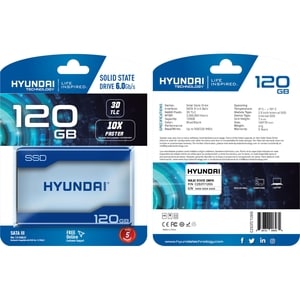 Hyundai 120GB SATA 3D TLC 2.5" Internal PC SSD, Advanced 3D NAND Flash, Up to 550/420 MB/s - Hyundai 120GB Internal Solid 