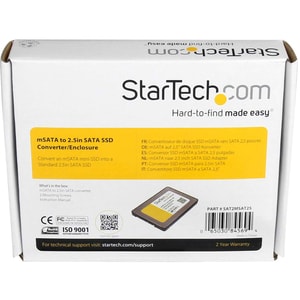 StarTech.com mSATA-zu-SATA-Adapter - 1 x SSD unterstützt - 1 x Gesamtschacht - 1 x 2,5" Schacht - Kunststoff, Aluminium