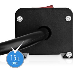 V7 12-Outlet Horizontal Industrial Metal Power Strip 125V, 15A, 15-ft Cord, 5-15R - V7 12-Outlet Horizontal Industrial Met