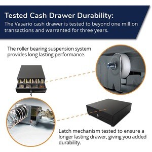 apg Genesis 1313 Cash Drawer - 4 Bill - 4 Coin - 1 Media Slot - 4 Lock Position - Printer Driven - Plastic - Black - 99.8 