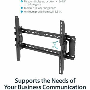 StarTech.com Flat Screen TV Wall Mount - Tilting - For 32" to 75" TVs - Steel - VESA TV Mount - Monitor Wall Mount - 1 Dis