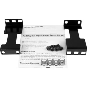 StarTech.com Rail Depth Adapter Kit for Server Racks - 4 in. (10 cm) Rack Extender - 1U - 4.54 kg Load Capacity - Steel - 