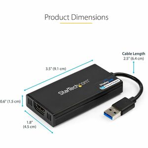 StarTech.com USB 3.0 to HDMI Adapter, 4K 30Hz UHD, USB to HDMI Display Adapter, External Video/Graphics Card for Mac & Win