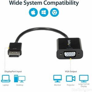 StarTech.com DisplayPort to VGA Adapter, Active DP to VGA Converter, 1080p Video, DP to VGA Adapter Dongle (Digital to Ana