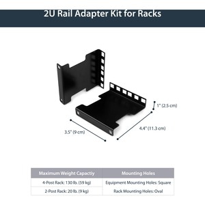 StarTech.com Mounting Adapter Kit für Netzwerk-Ausrüstung, Server - Schwarz - TAA-konform - max. 58,97 kg Traglast - Stahl