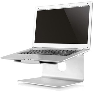Raised and Rotatable Aluminium Laptop Stand - Up to 43.2 cm (17") Screen Support - 24 cm Depth - Desktop - Silicone, Brush