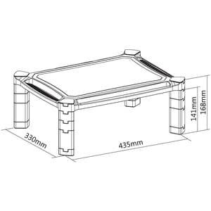 V7 DT1HARS-1E Height Adjustable Monitor Riser - 25.4 cm (10") to 81.3 cm (32") Screen Support - 9.07 kg Load Capacity - 16