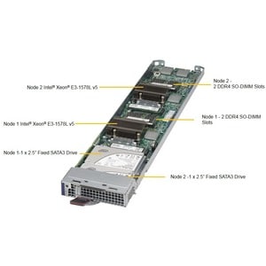 Supermicro MicroBlade MBI-6219G-T8HX Blade Server - 1 Xeon E3-1585 v5 - Serial ATA/600 Controller - 1 Processor Support - 