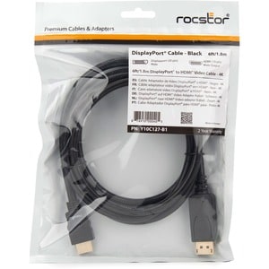 Rocstor Premium DisplayPort to HDMI Converter Cable - 6 ft - 4K - 1 Pack - For Notebook, Projector, Monitor, Ultrabook, TV