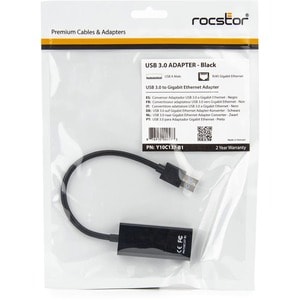 Rocstor USB 3.0 to Gigabit Ethernet Network Adapter - USB 3.0 - 1 Port(s) - 1 - Twisted Pair - 10/100/1000Base-T - Desktop