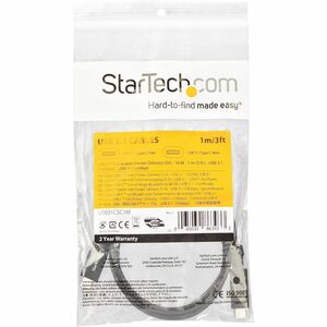 StarTech.com Câble USB-C vers USB-C avec Power Delivery (5A) de 1 m - M/M - USB 3.1 Gen 2 (10 Gb/s) - Certifié USB-IF - Co