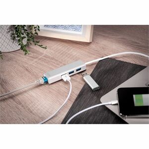 Digitus USB/Ethernet-Hub - USB Typ-A - Notebook, Drucker, Festplatte, Flash-Laufwerk, Kartenleser, Lautsprecher, Desktop, 