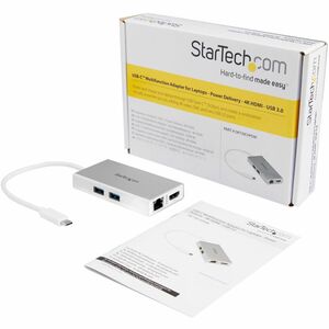 StarTech.com Adattatore Multifunzione USB-C per portatili - Power Delivery - 4K HDMI - Gbe - USB 3.0 - Bianco e Argento - 