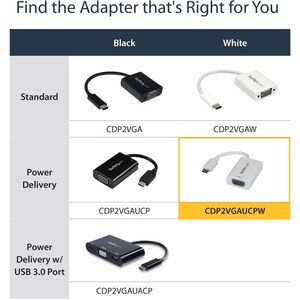 StarTech.com USB-C VGA Multiport Adapter - White - USB-A Port - with Power Delivery (USB PD) - USB C Adapter Converter - 1