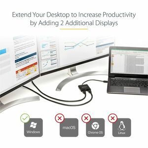 StarTech.com USB 3.0 to Dual HDMI Adapter, USB to 2x HDMI Monitor Converter for Windows (no support for macOS/ChromeOS/Lin