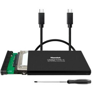 Hamlet Drive Enclosure - USB 3.1 Type C Host Interface External - Black - 1 x Total Bay - 1 x 2.5" Bay - Plastic, Aluminium